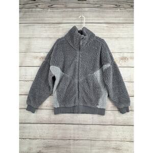 prAna Permafrost Fuzzy Fleece Full Zip Jacket Womens M Vapor Gray Colorblock
